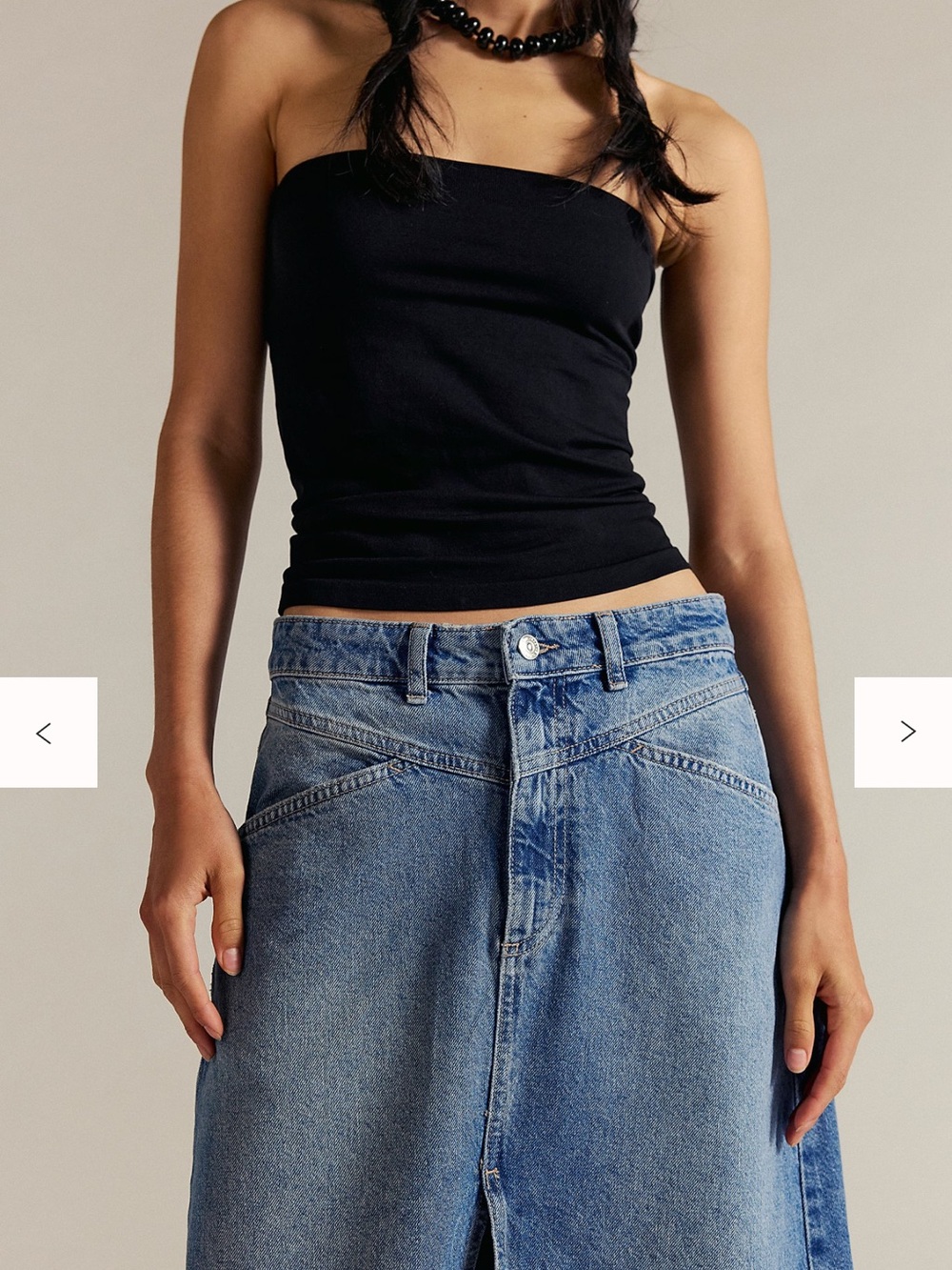 We The Free Denim Maxi Skirt with Front Slit - Blue - Picture 4 of 8